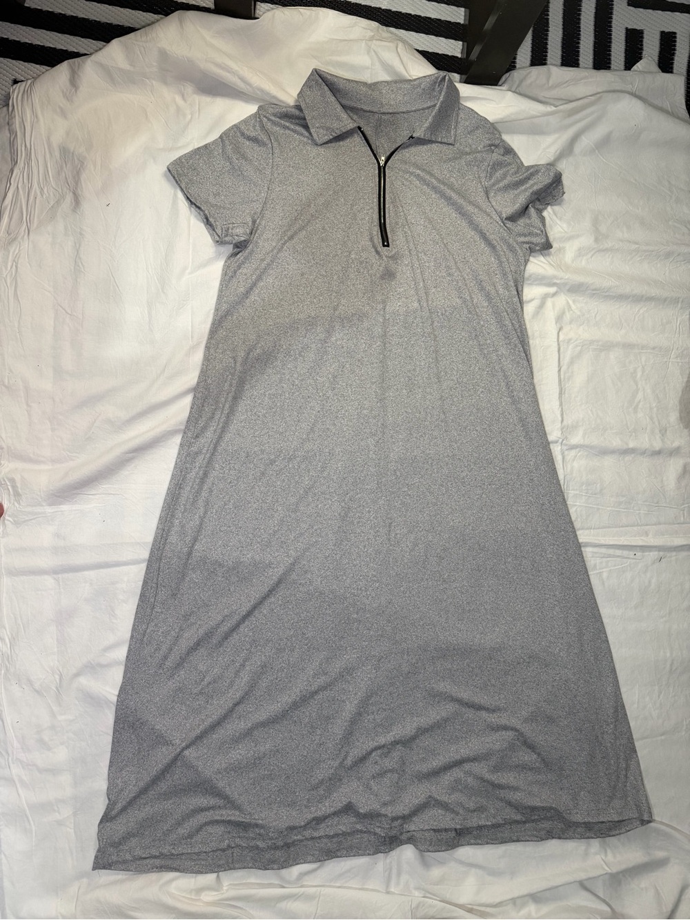Light Gray Polo Zip-Front Women’s Dress